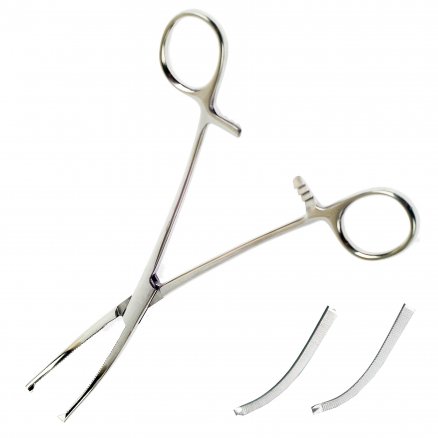 Затискач кровоспинний, по Ochsner-Kocher, одно- і двозубий, зубчатий, зігнутий №3. Довжина 20,0 см